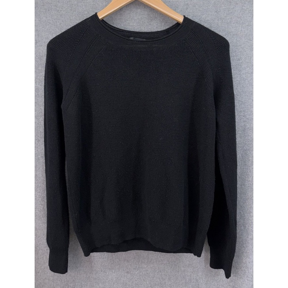 Theory Raglan Merino Wool Crewneck Pullover Sweater Women's Medium Solid Black